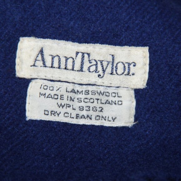 Ann Taylor Royal Blue Lambswool Fringed Scarf Vintage Made in Scotland 66 x11" - Picture 3 of 5